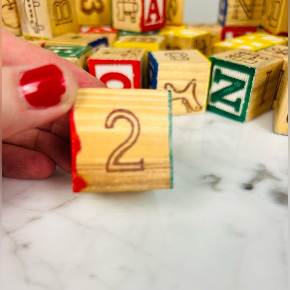 Vintage Wooden Alphabet & Number Blocks (47-Piece Set) - Picture 13 of 14